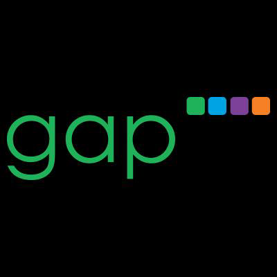 the gap logo is green and colorful on a black background .