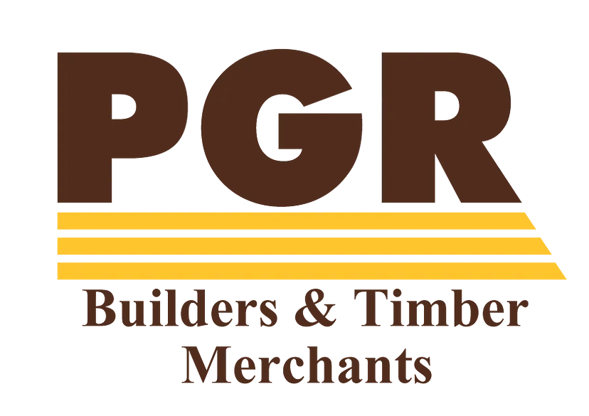 the logo for pgr builders and timber merchants