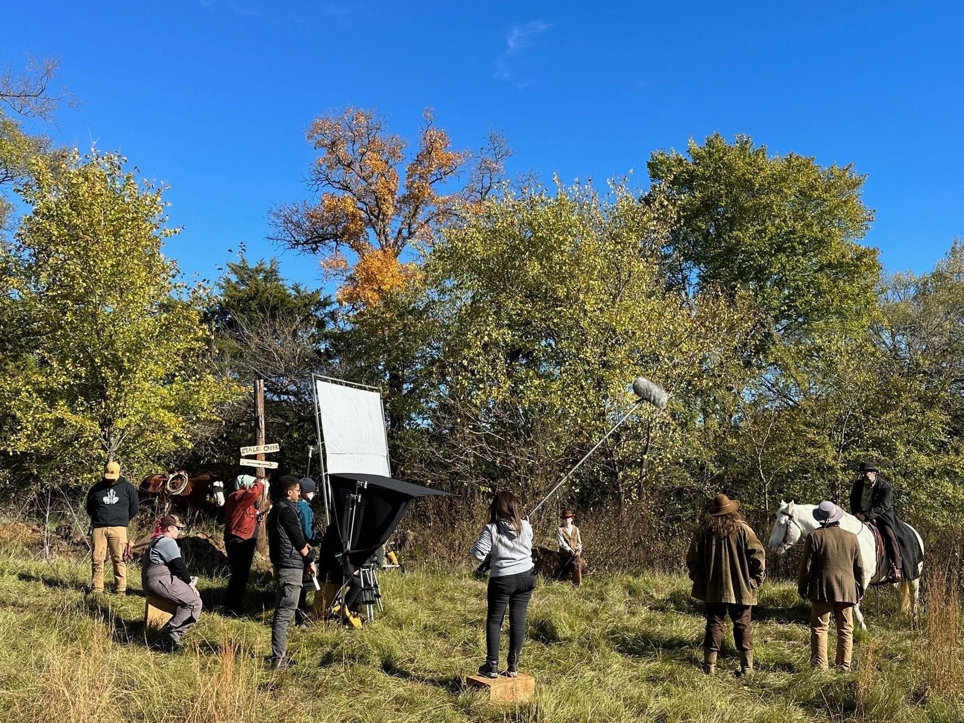 filming set with horse