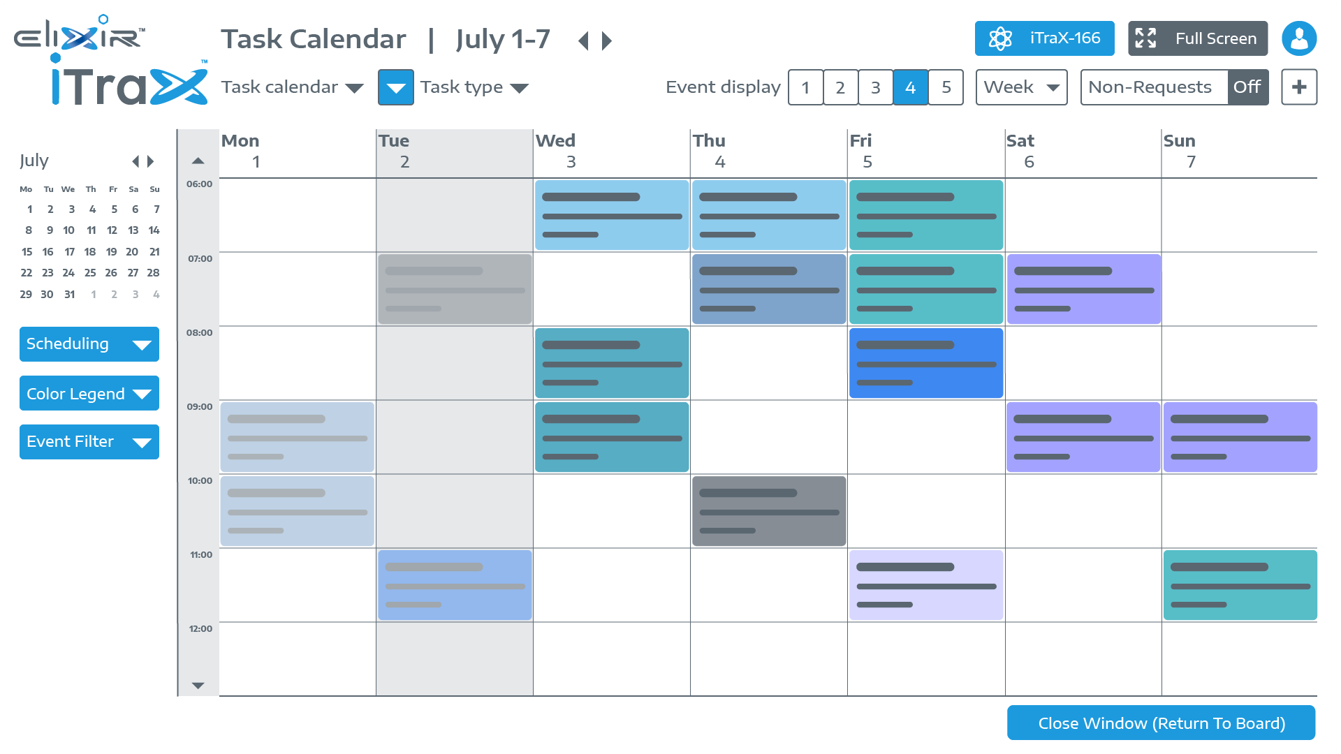 iTraX Calendar view (lo-fi)