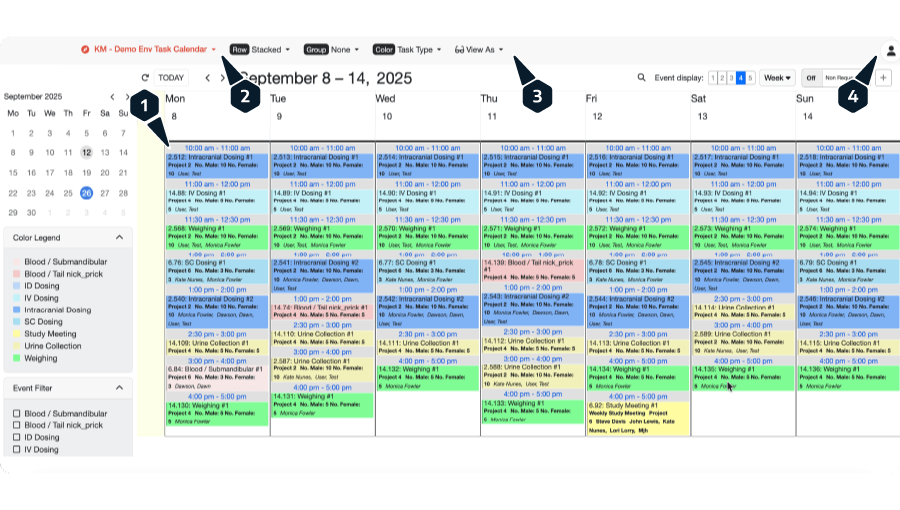 iTraX Study Management Calendar view
