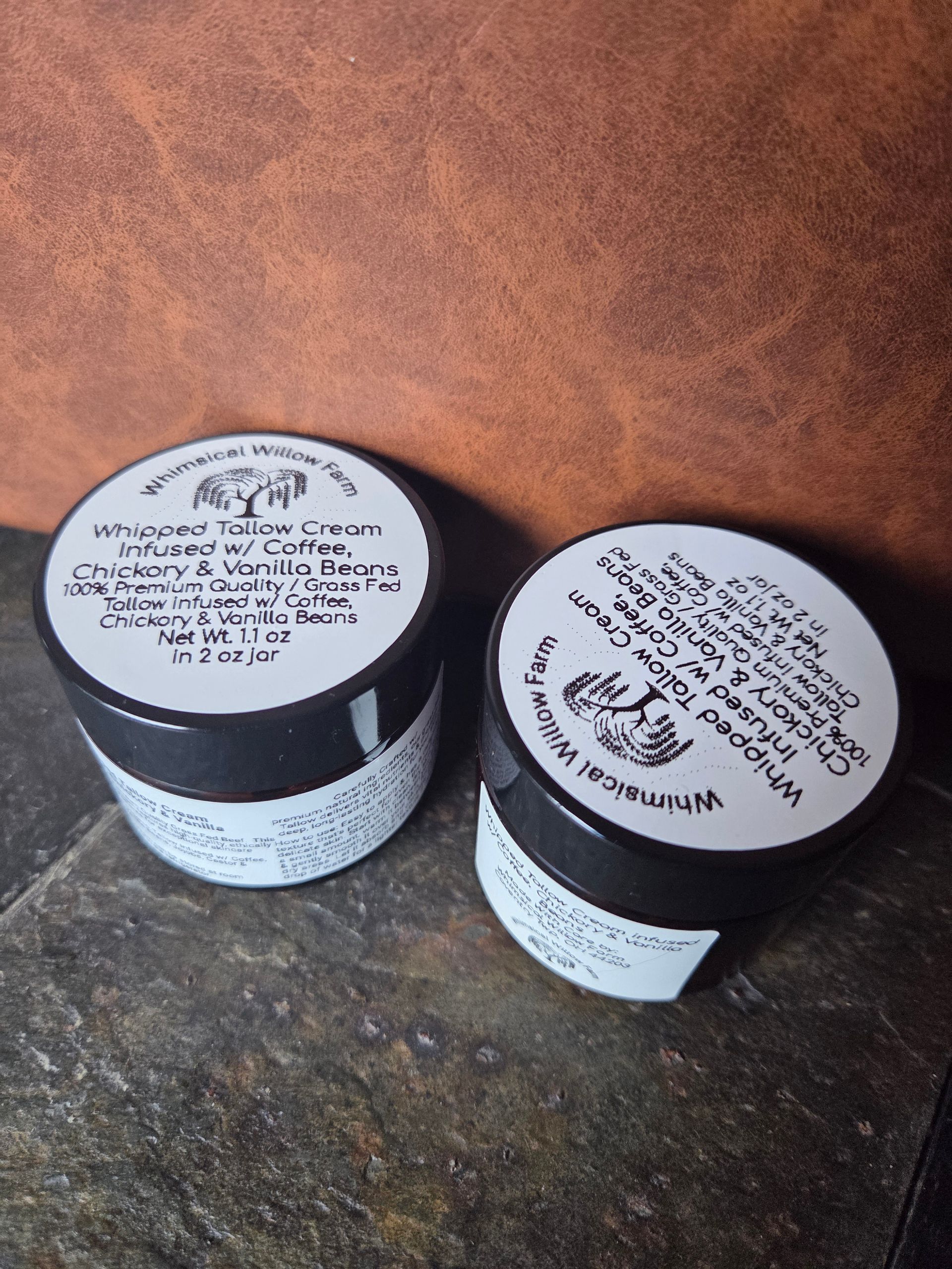 Whipped Tallow Infused w/ Coffee, Chicory and Vanilla Beans 2oz jar