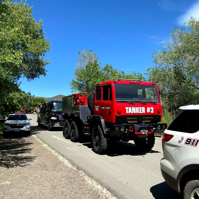Red fire tanker truck,