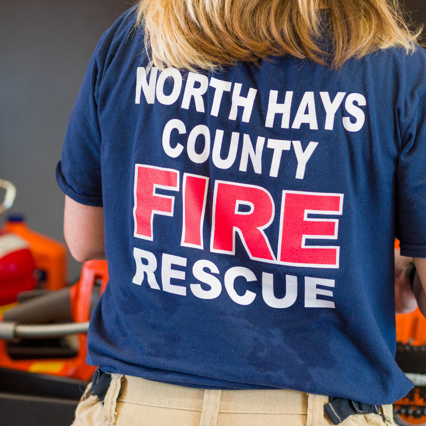 Person wearing a blue 