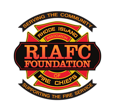 Rhode Island Association of Fire Chiefs Foundation logo. Black, red, and yellow design with text.
