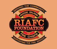 Logo for the Rhode Island Association of Fire Chiefs Foundation: Red Maltese cross with text