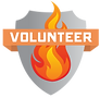 Silver shield with orange flame and
