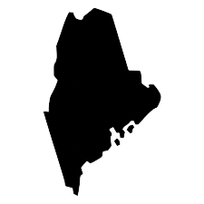 Silhouette of the state of Maine, shown in black against a white background.