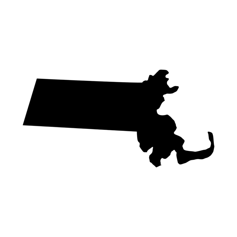 Silhouette of the state of Massachusetts.