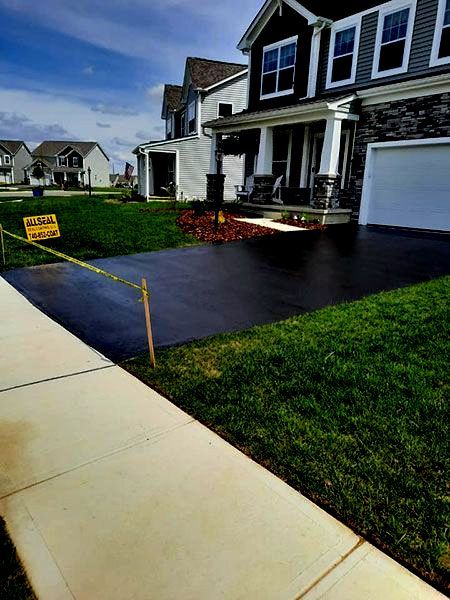 newly sealcoated driveway