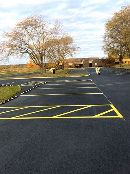 image of freshly striped parking lot