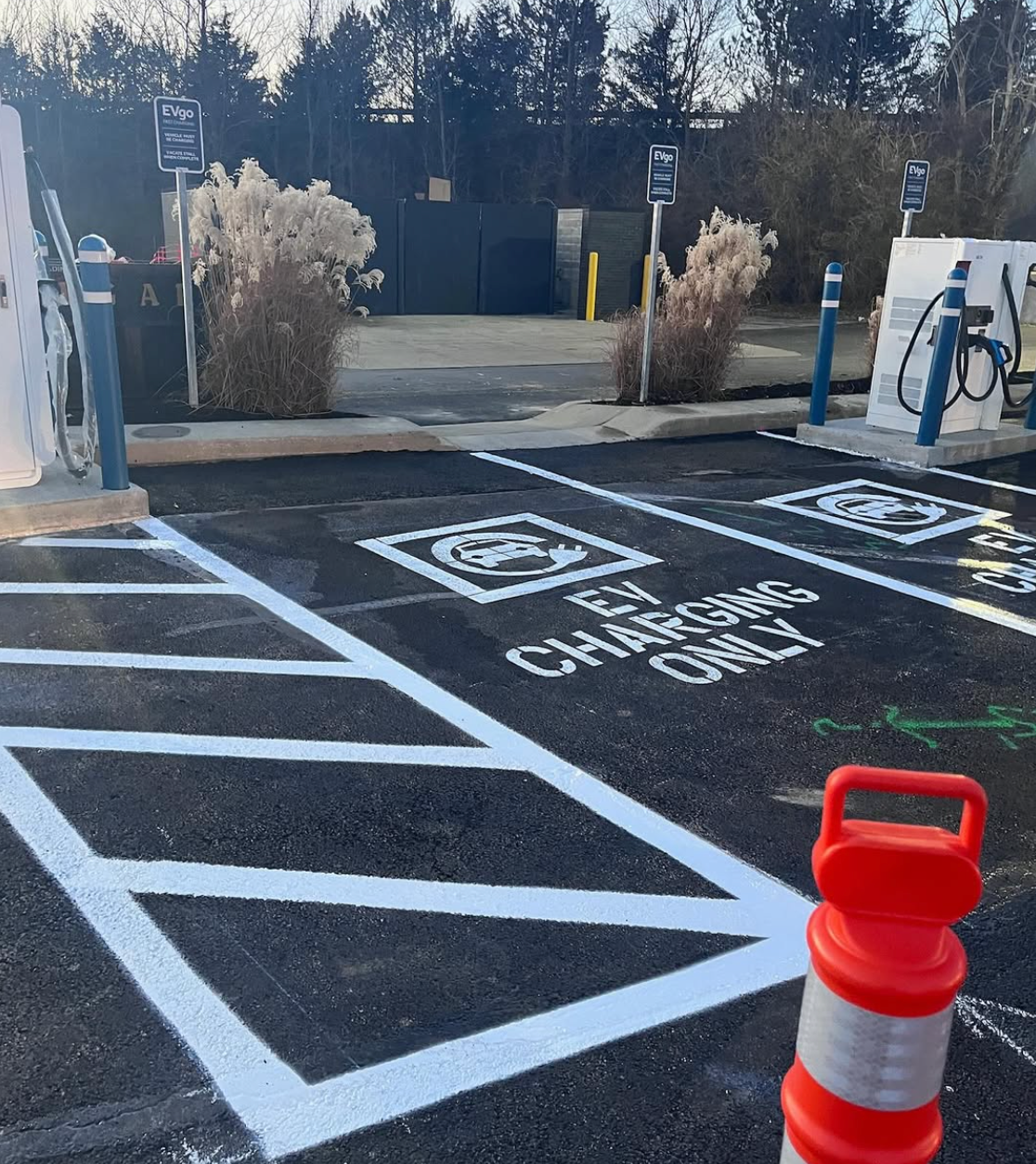 image of electric vehicle parking space striping