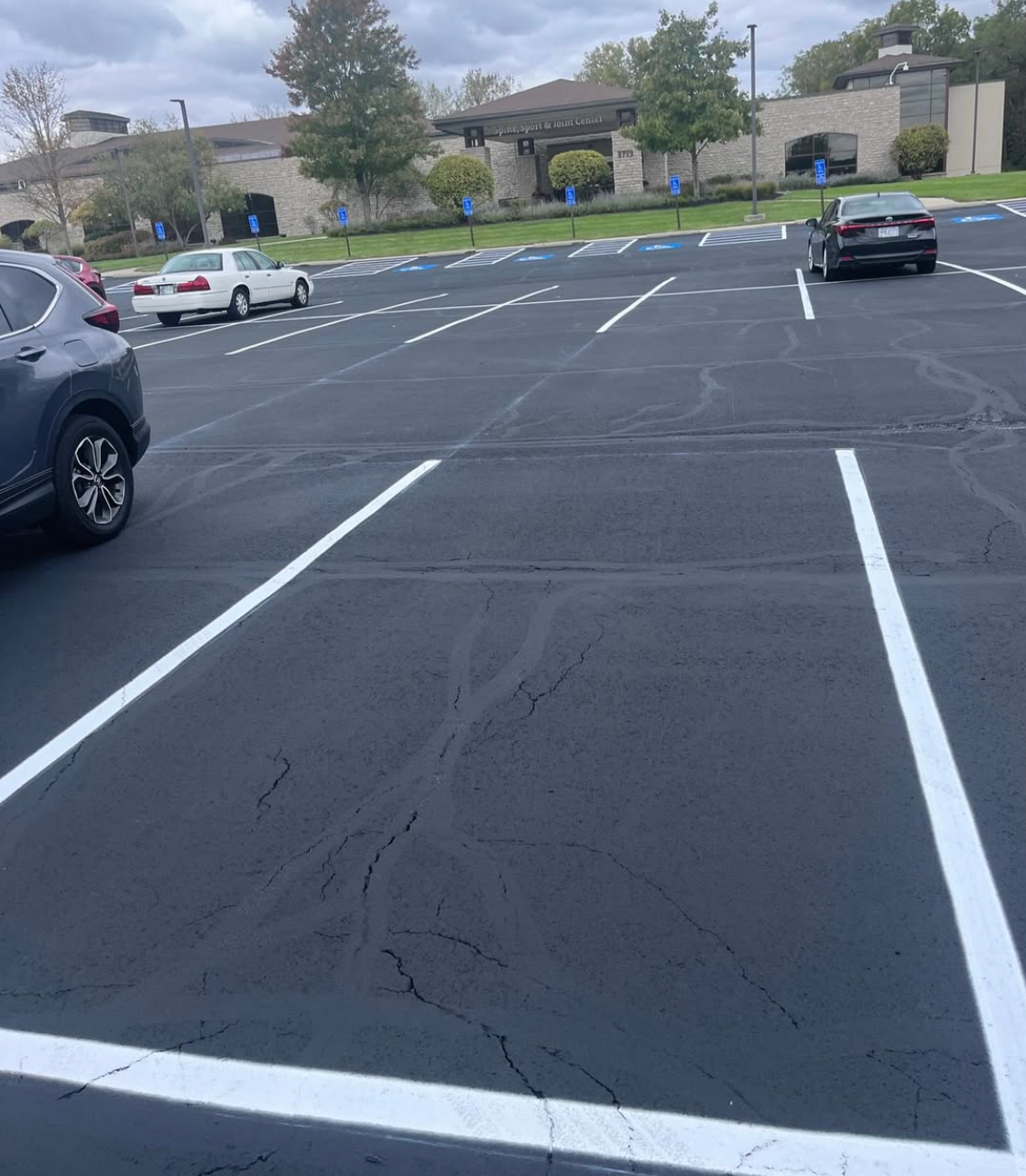 image of new parking lot striping