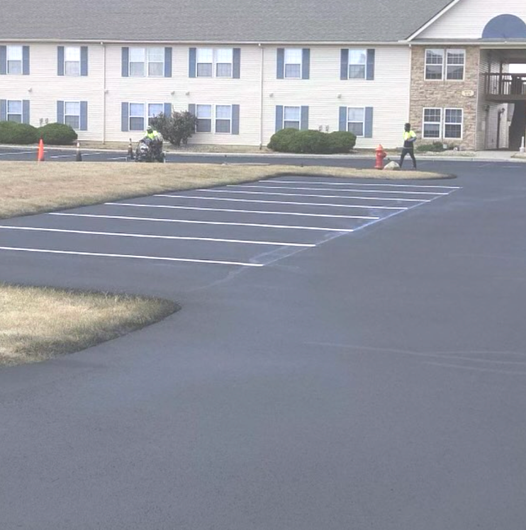 image of newly paved and striped parking lot