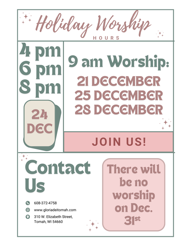 Christmas Worship Hours Christmas Worship Hours