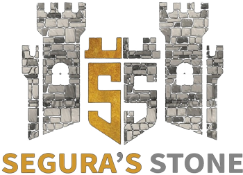 The logo for segura 's stone is a castle with a shield on it.