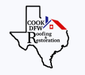 the logo for cook dfw roofing and restoration