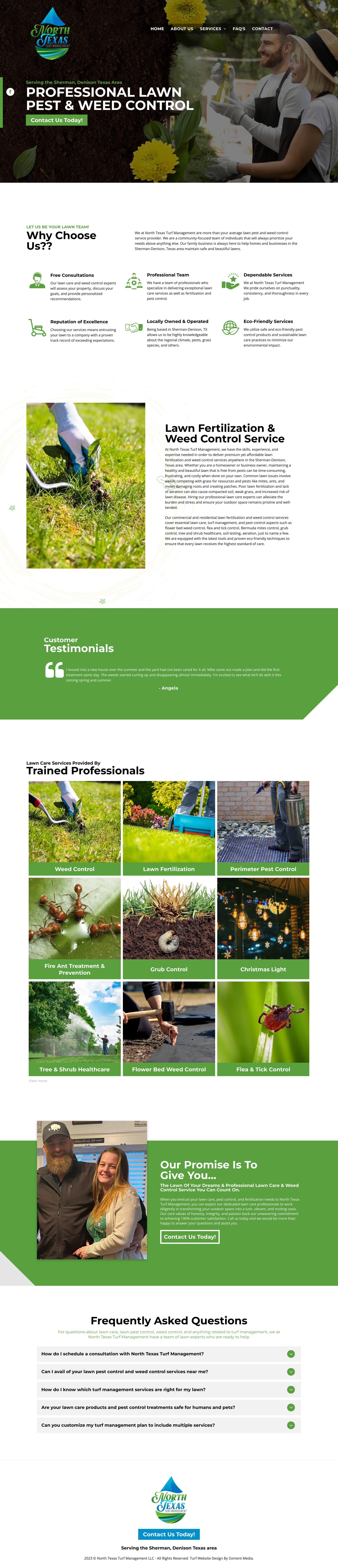 a website for a lawn pest and weed control company