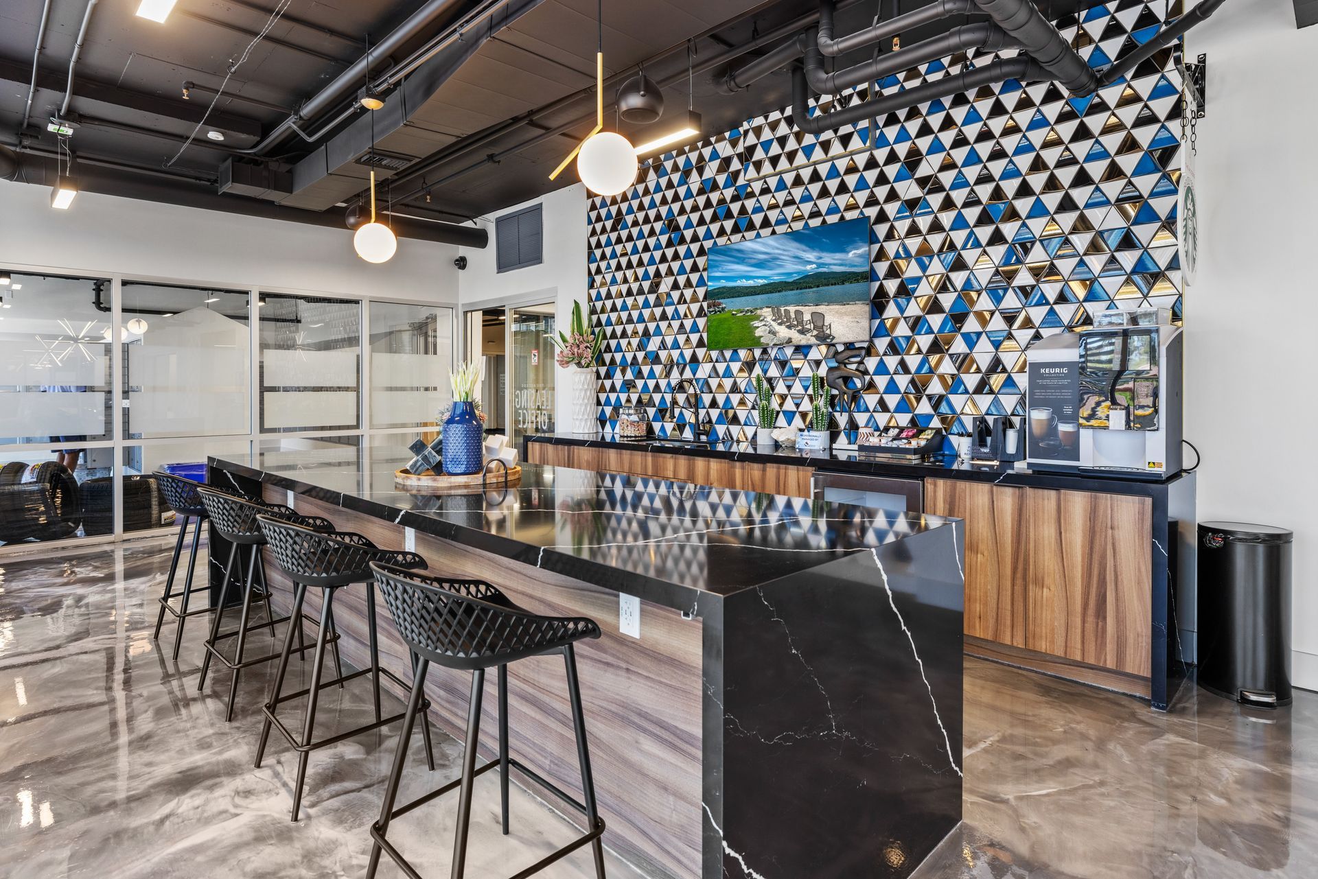 Community kitchen at The Access in Tempe, AZ.