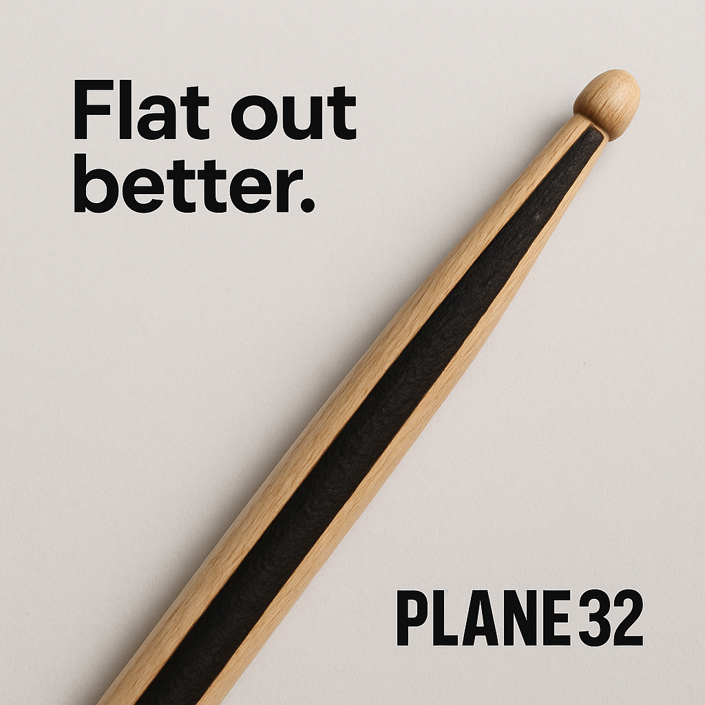 Drumstick with black stripe, text