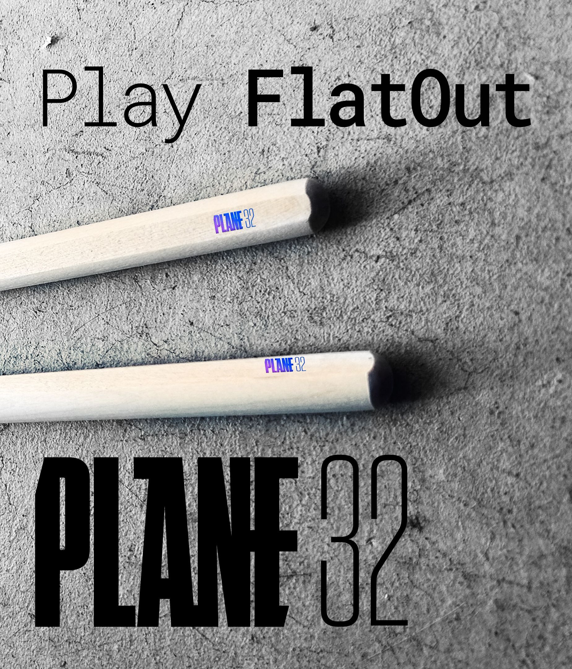 A large, round, yellow drumhead on a stand. Skateboard and surfboard in the background.