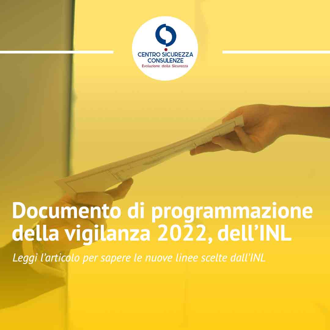 Documento Di Programmazione Vigilanza Del 2022 Dell'INL