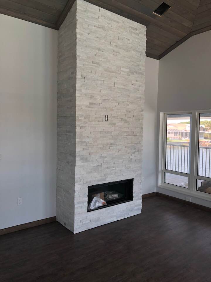 White Marble Bricks on Fireplace — Palm Harbor, FL — Tarpon Marble, Inc.