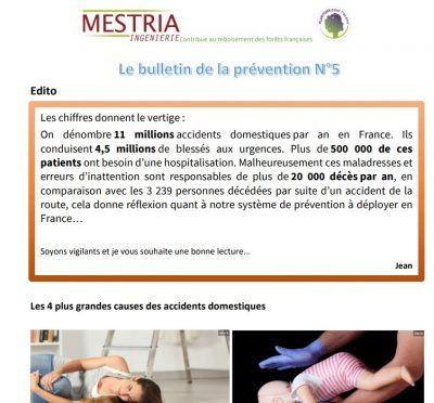 Un bulletin en français avec une photo d'une femme tenant un bébé.