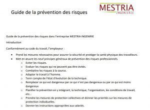 A guide de la prevention des risques is written in french