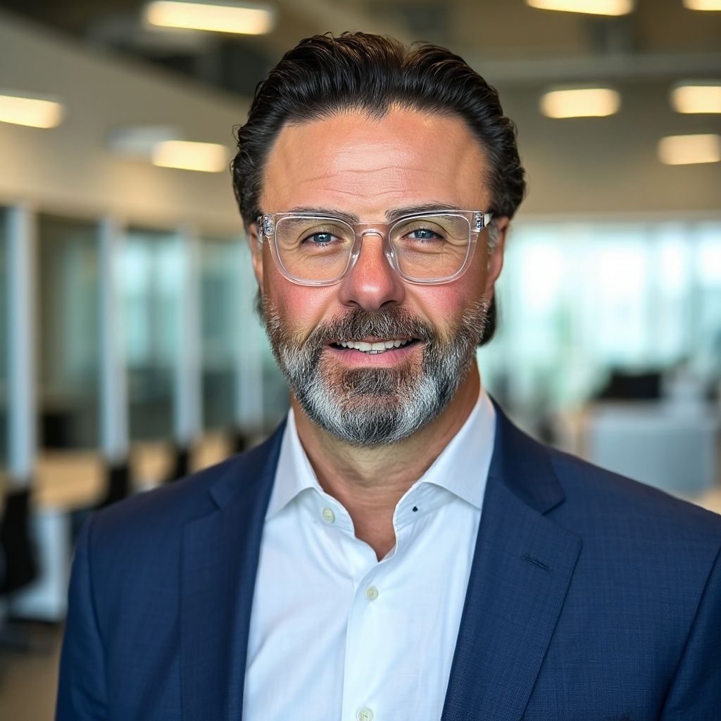 A man with a beard wearing glasses and a suit