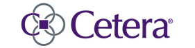 A purple cetera logo on a white background
