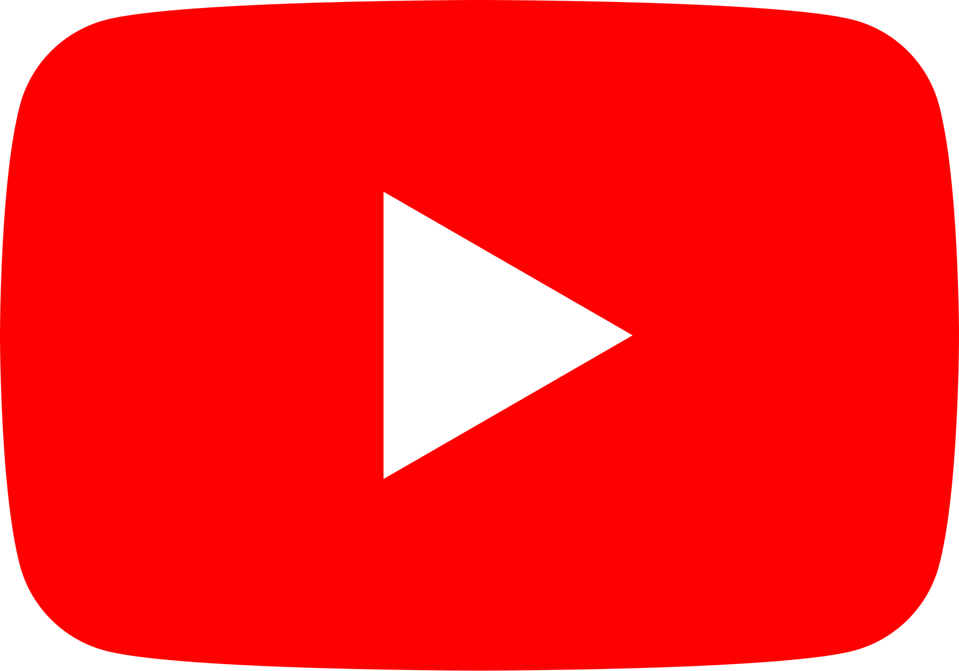 A red youtube logo with a white play button on a white background.