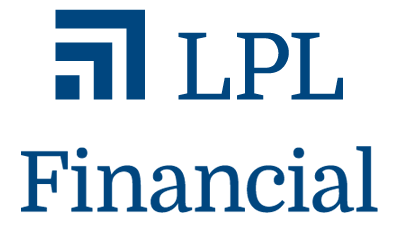 The logo for lpl financial is blue and white on a white background.