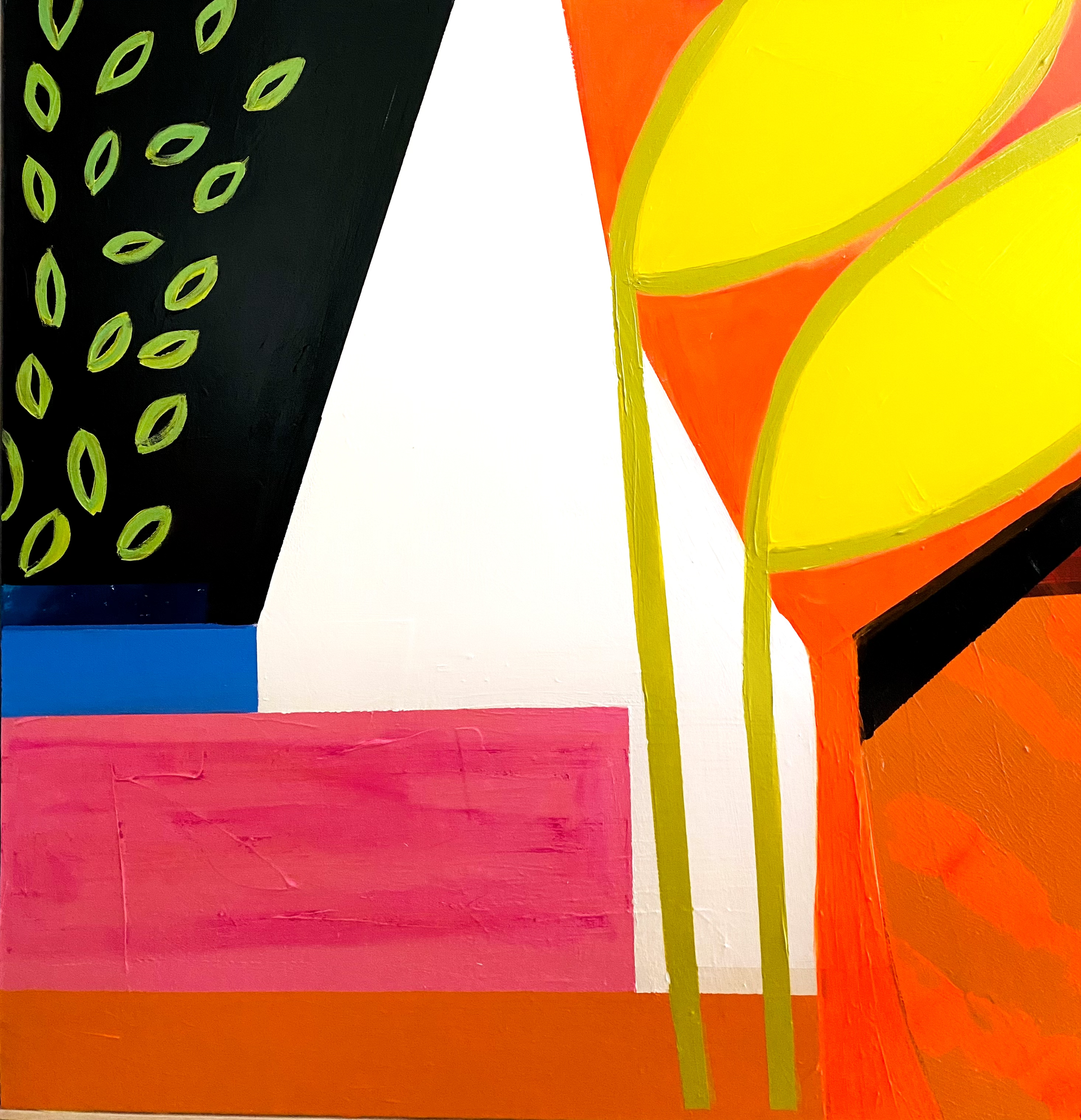 A close up of a colorful painting with circles on it