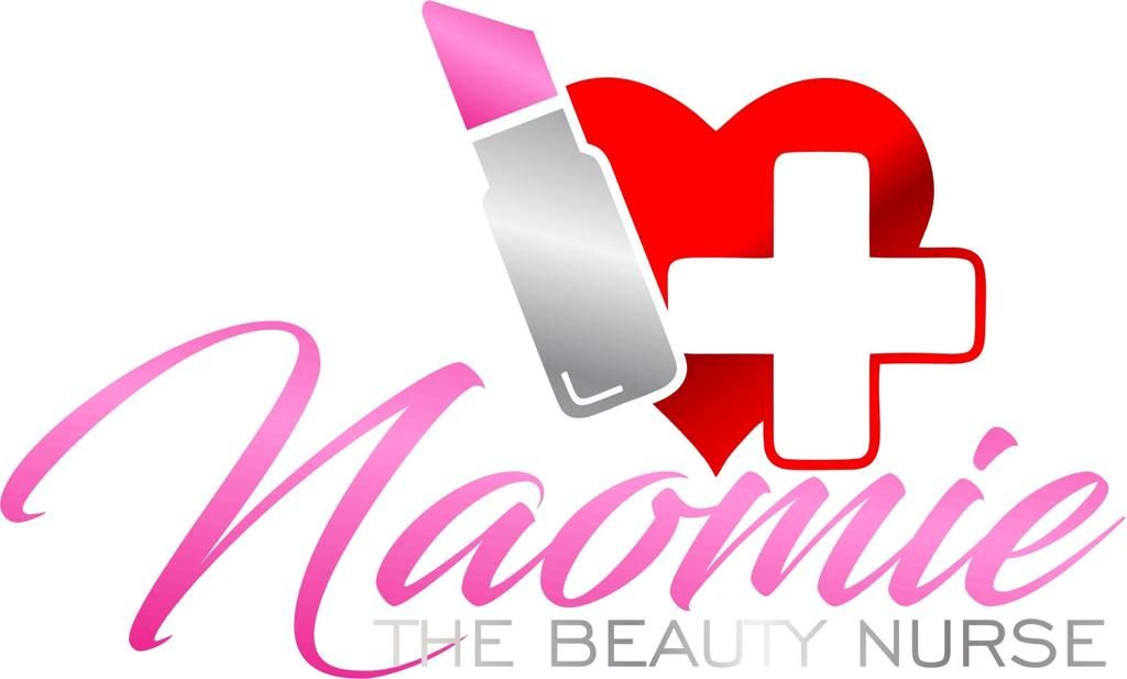 a logo for naomie the beauty nurse with a heart and a cross