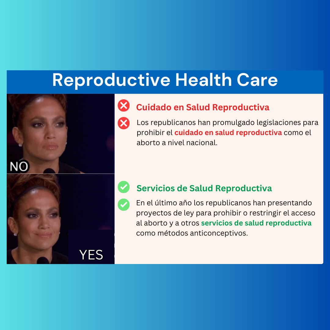 A poster for reproductive health care with a picture of a woman