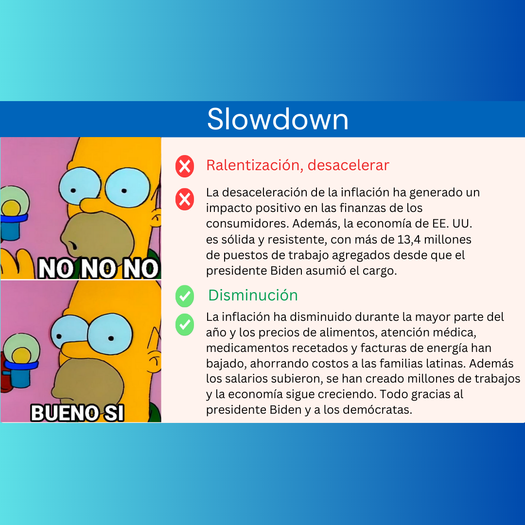 A cartoon of homer simpson says slowdown no no no bueno si