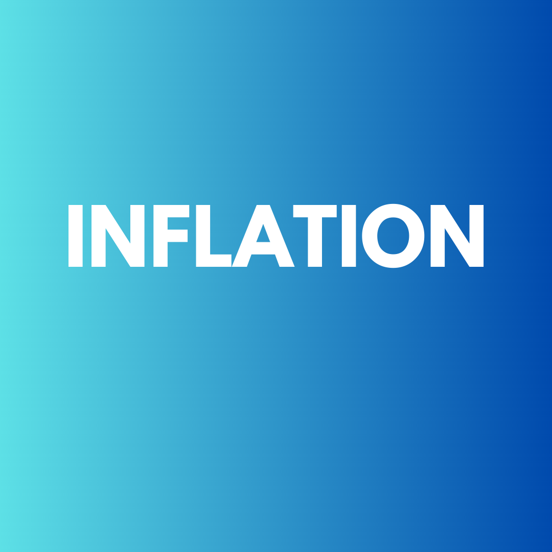 The word inflation is on a blue background.