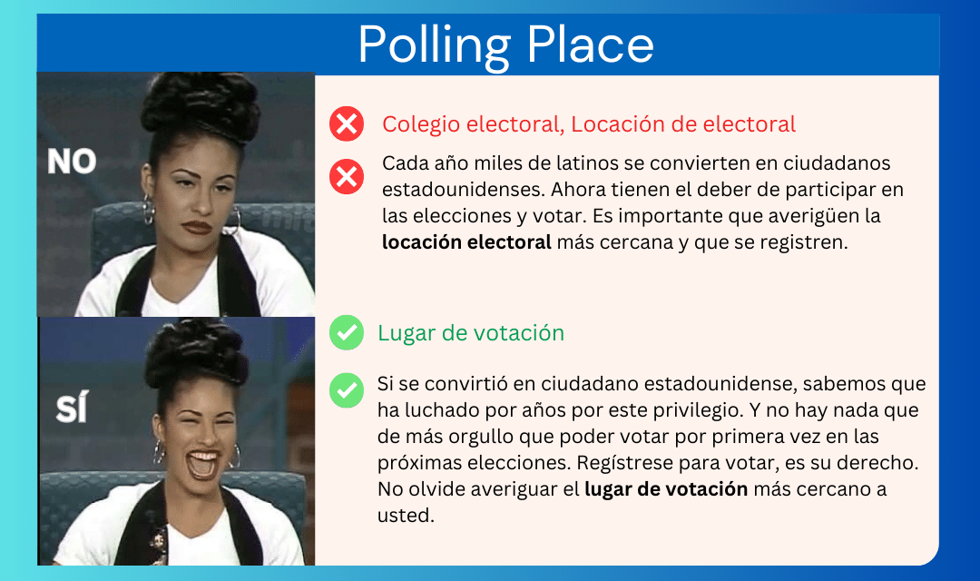 A woman is sitting in front of a sign that says polling place