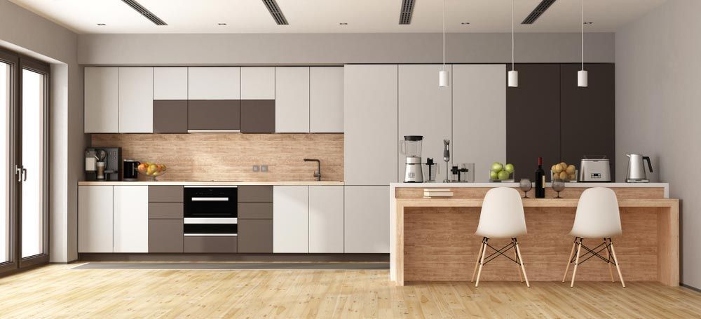 White And Brown Modern Kitchen — Internal Lining in Tamworth, NSW