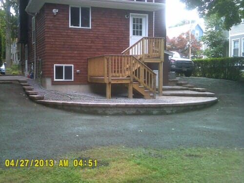 Landscaping by outdoor stairs in North Attleboro, MA