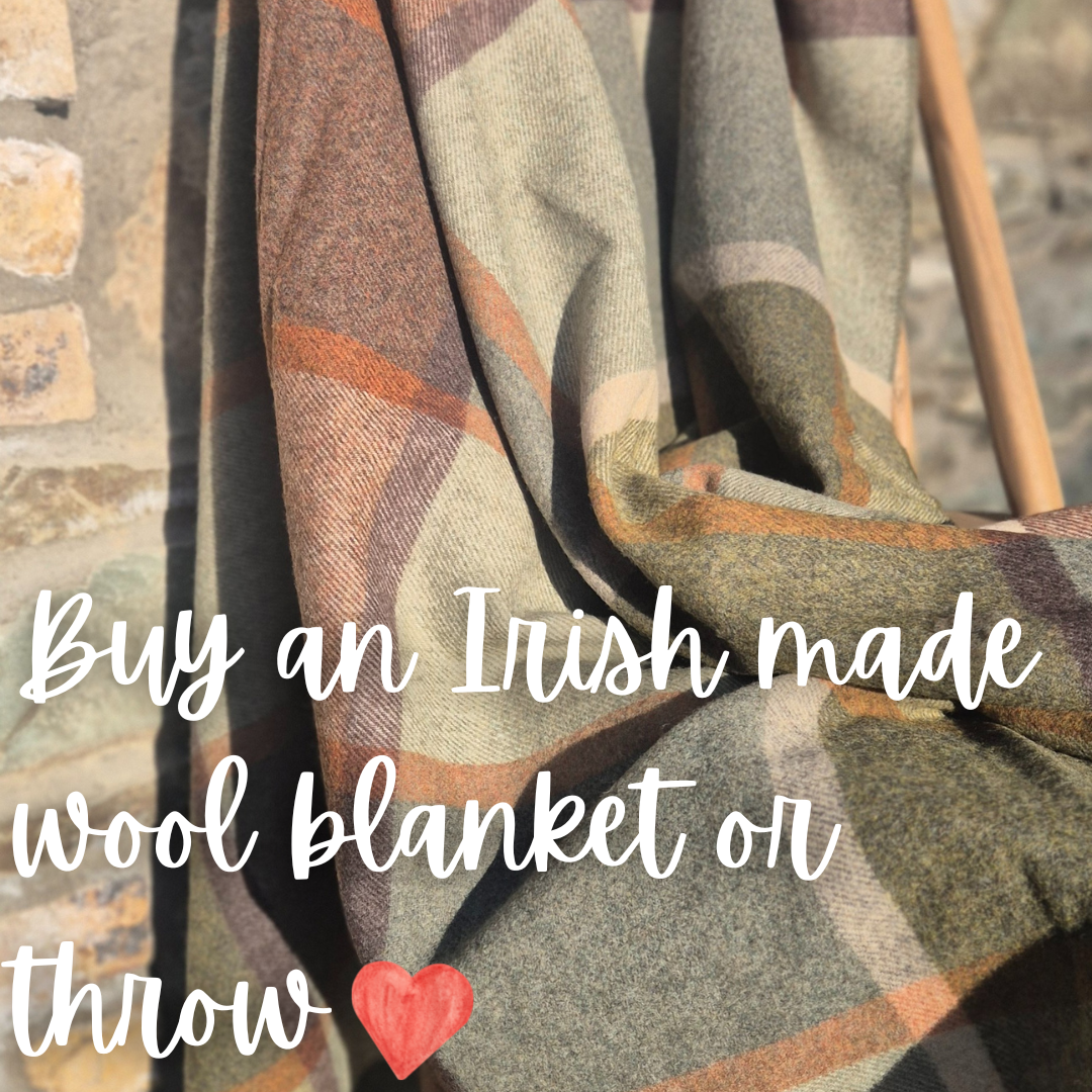 An irish made wool blanket on a throw