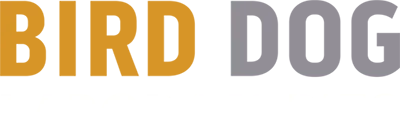 The bird dog logo is yellow and gray on a white background.