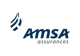 Un logo bleu et blanc pour amsa assurances