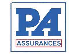 Un logo PA Assurances bleu et blanc sur fond blanc