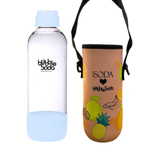 BubbleSoda 1公升專用水瓶-粉藍色(含外出袋不挑花色)