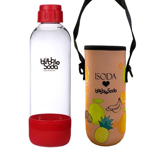 BubbleSoda 1公升專用水瓶-紅色(含外出袋不挑花色)