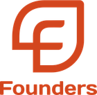 Logo: Orange leaf shape with the letter 