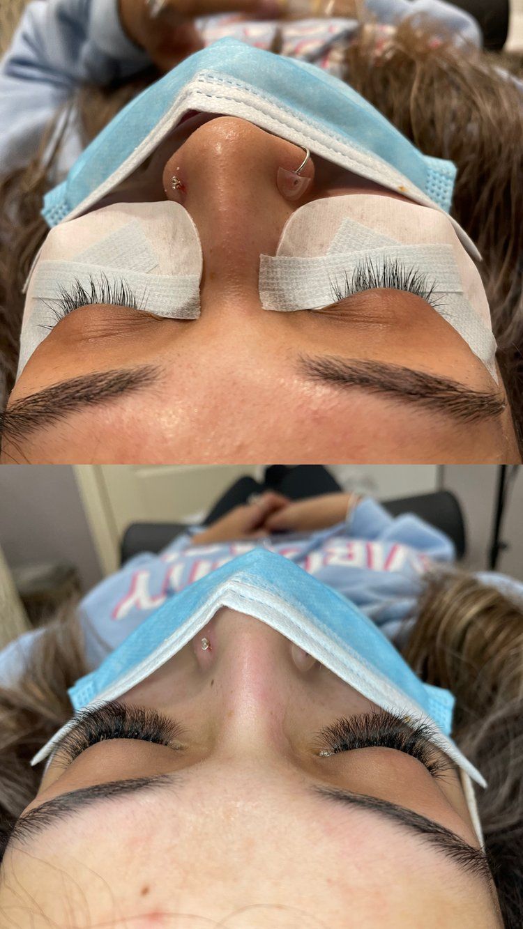 A close up of a woman 's face with a mask on.