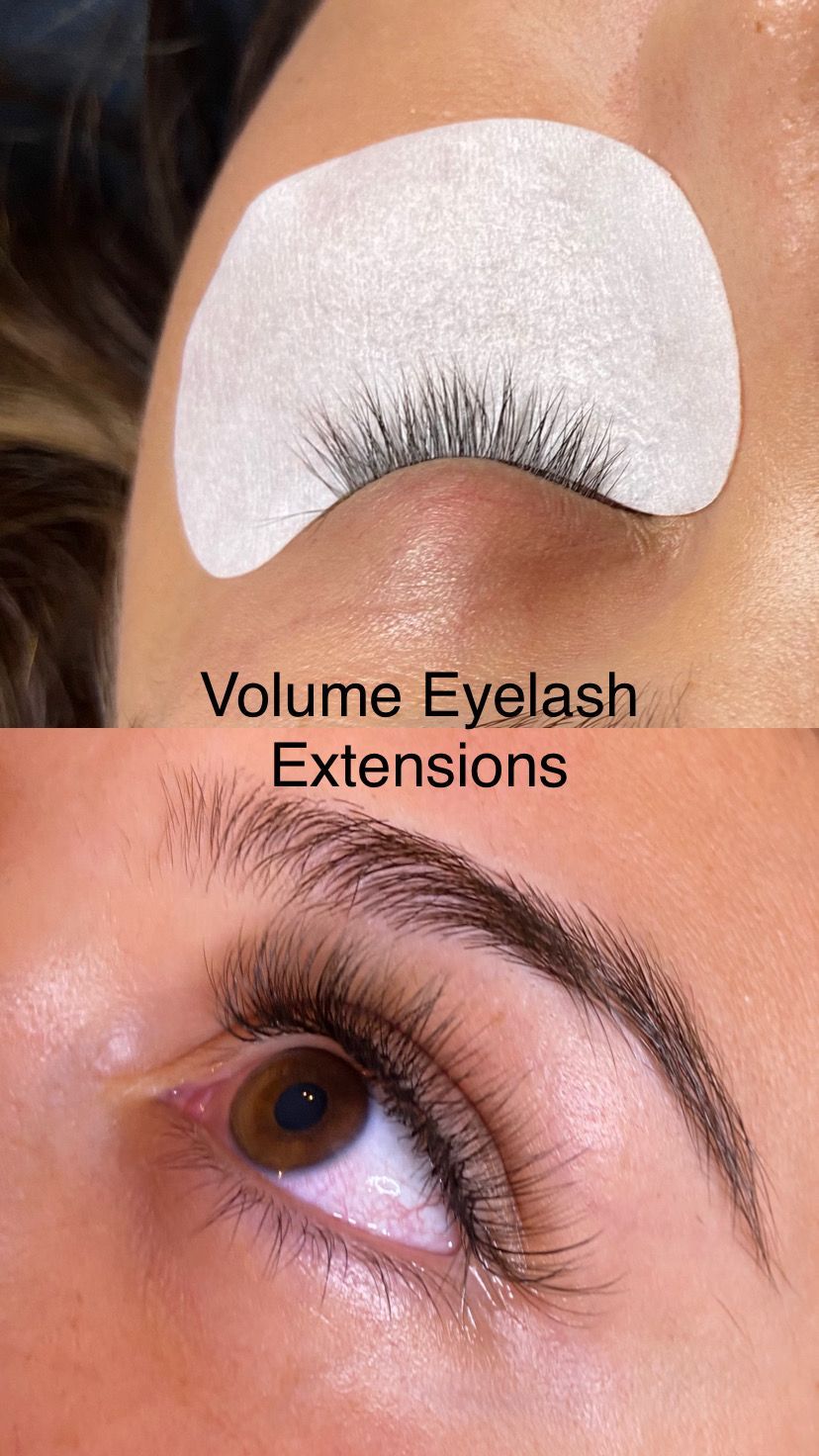 A close up of a woman 's eye with eyelash extensions.